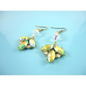 Green Rhinestone Earrings Handmade Jewelry